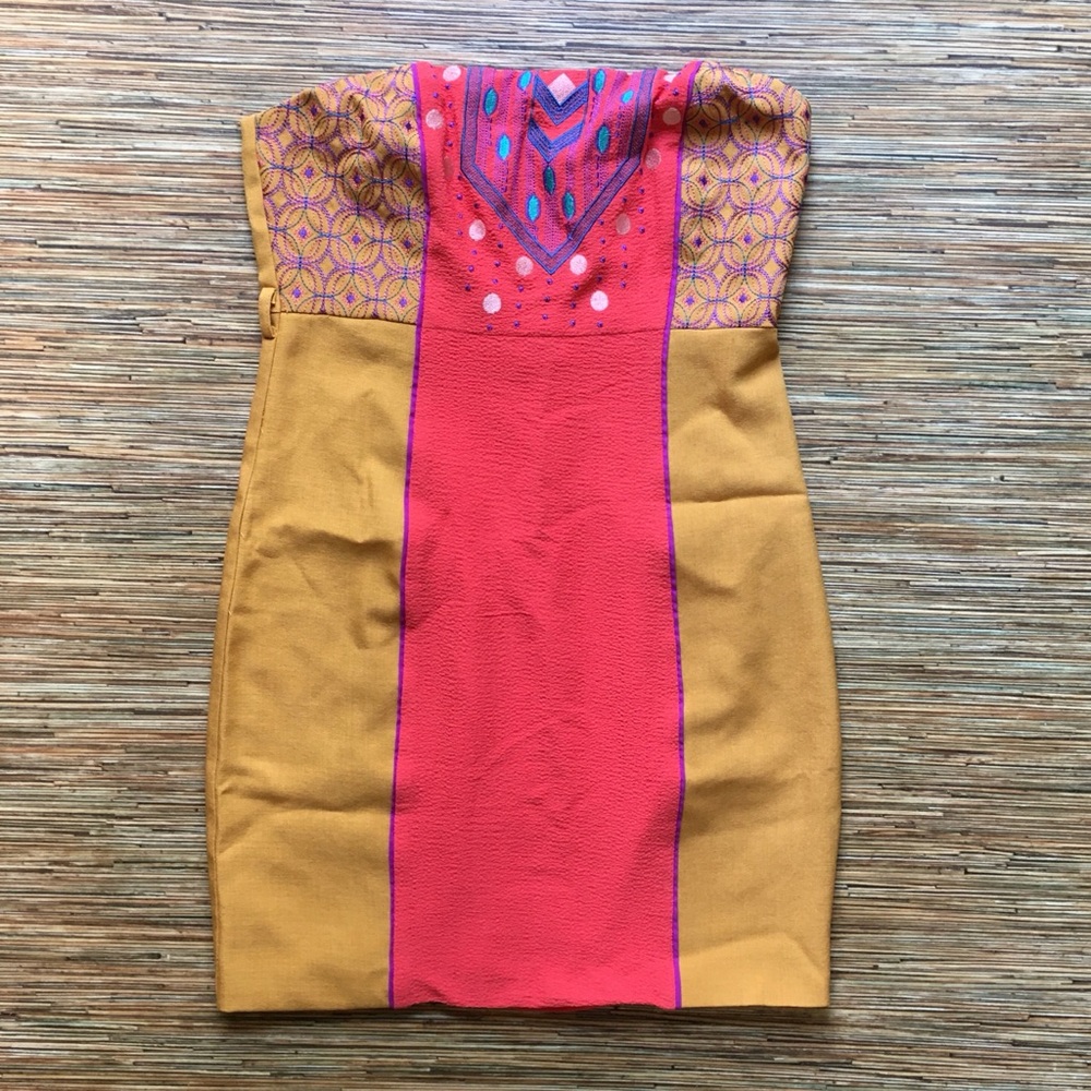 Anthropologie Champagne & Strawberry Dress Womens